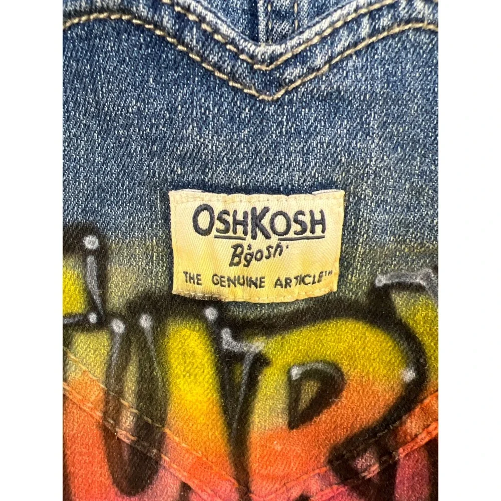 OshKosh B'gosh Overalls Toddler 5T Blue Airbrushed Turnt It Up To The Max Music